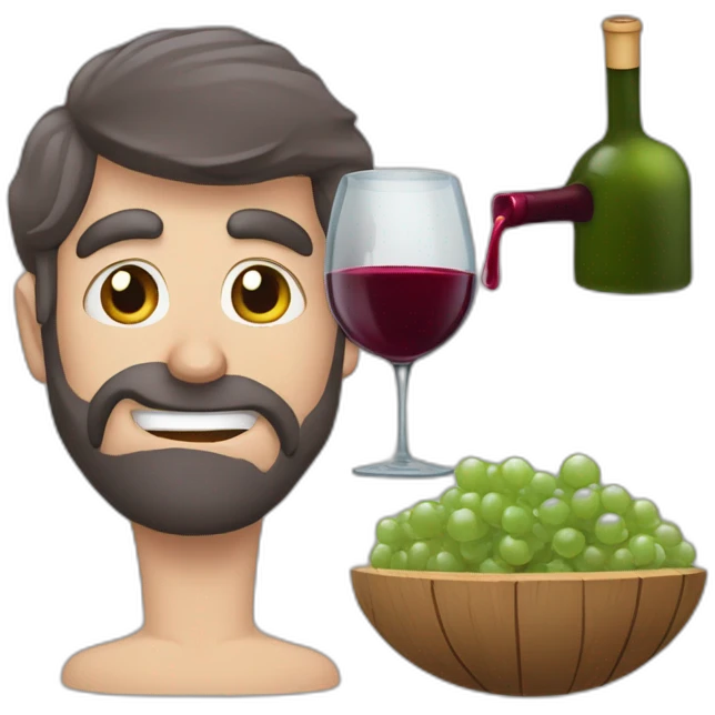 cara de pedra de terno segurando uma taça de vinho emoji