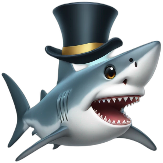Shark with a top hat emoji
