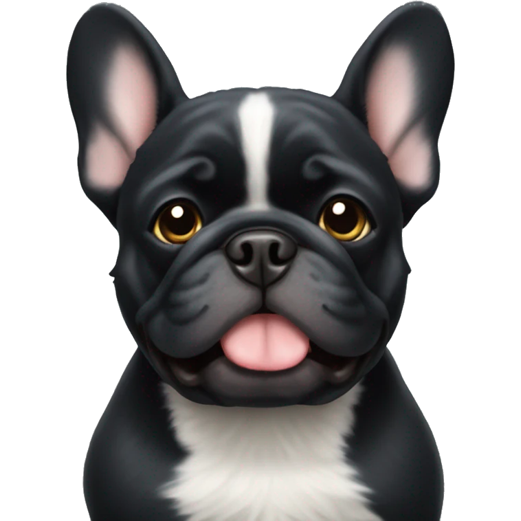 Black fluffy French bulldog emoji