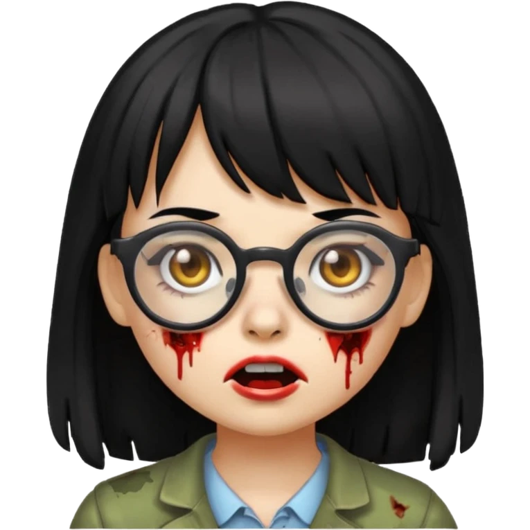 Garota zumbie emoji iphone com oculos e cabelos pretos com franja emoji
