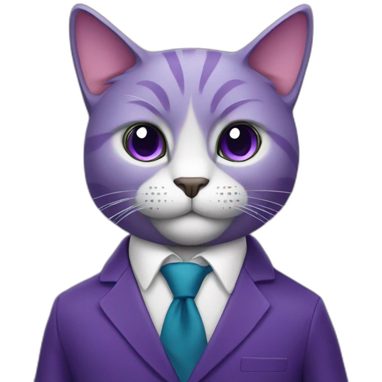 Purple cat in a suit emoji