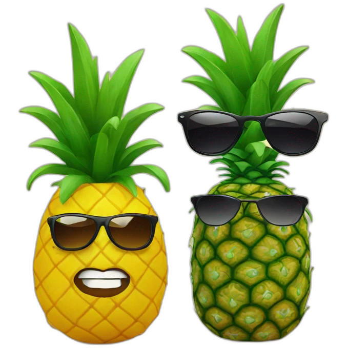 Pineapple in sunglasses and with tequila emoji