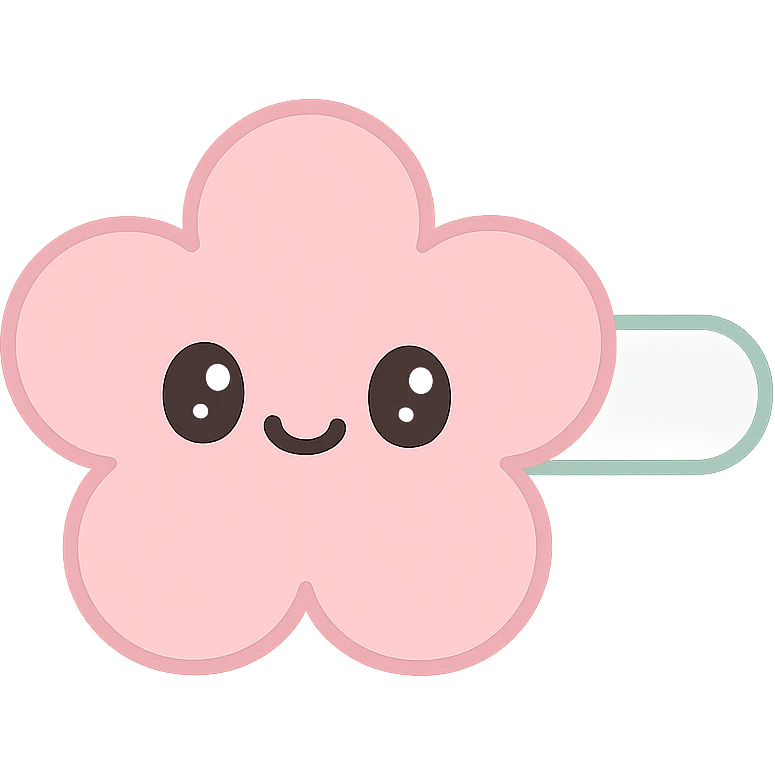 hairclip, flower shape, kawaii style, pastel colors, cartoon, isolated, no hair emoji
