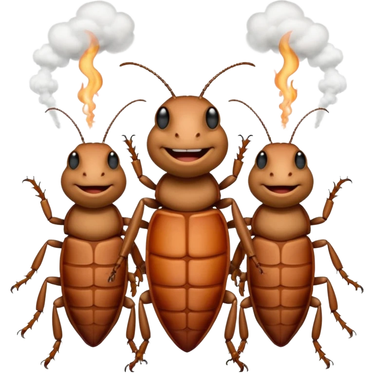 Friendly happy family of smoking roaches emoji