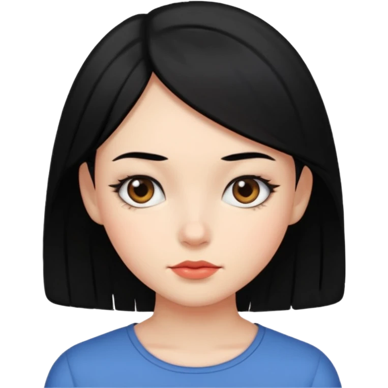 Side eye emoji girl with black hair emoji