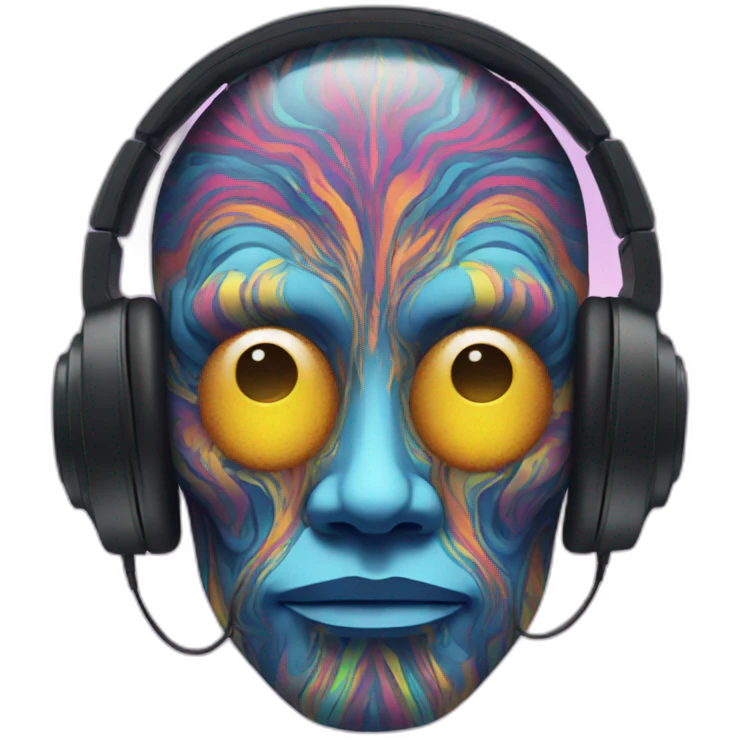 Psychedelic face wearing headphones emoji