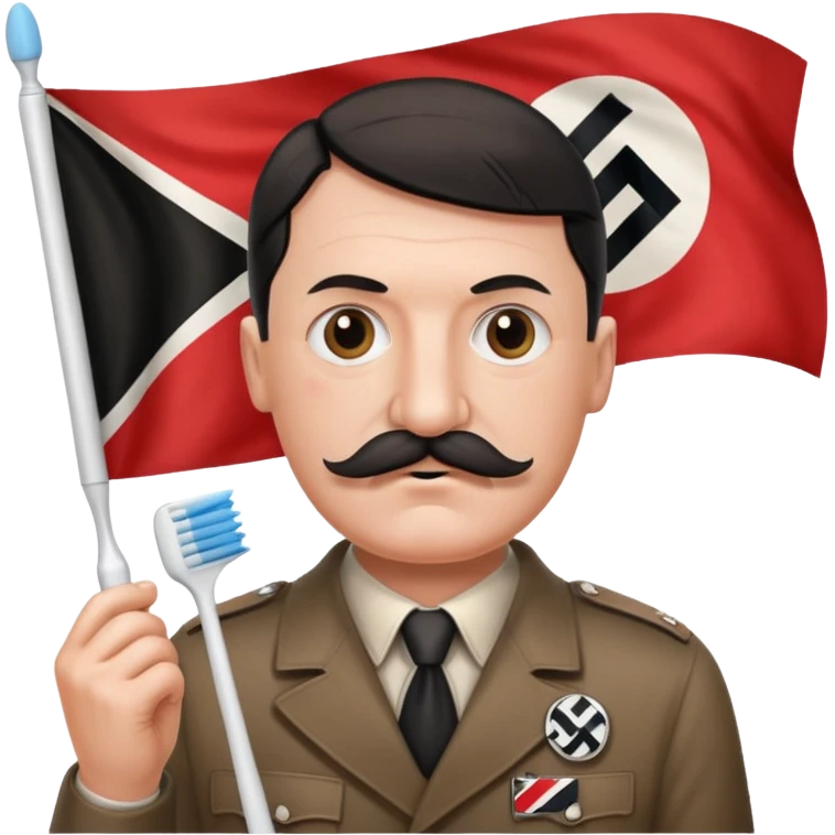 HITLER holding a nazi flag pls and pls turn his BEARD into a toothbrush mustache emoji