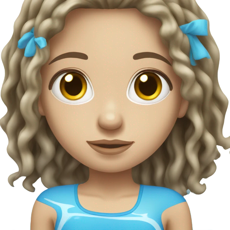 White beautiful Slavic girl with brunette hair swimming emoji