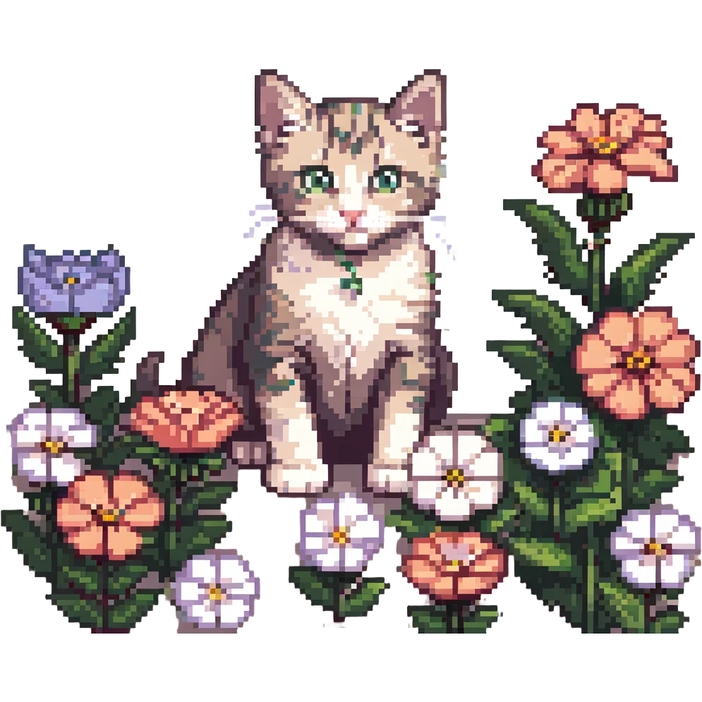 Kitten and flowers emoji