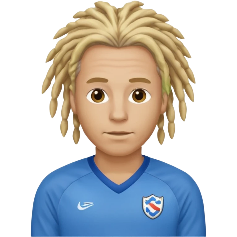 blonde dreadlocks man with blue jersey emoji
