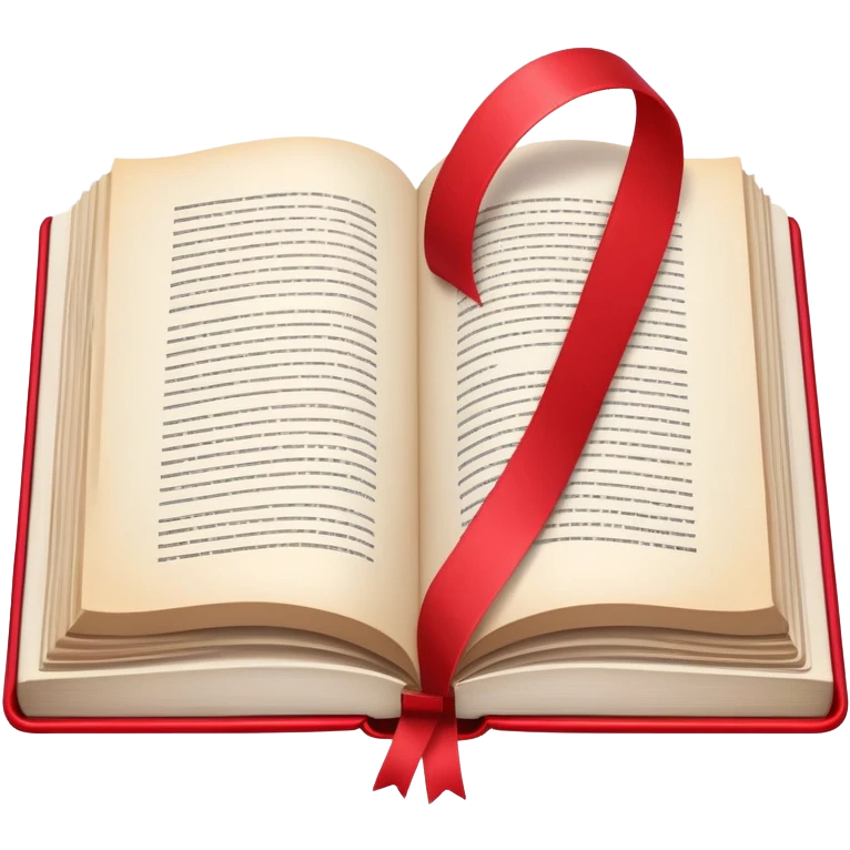 An open book with colorful pages and a bookmark emoji