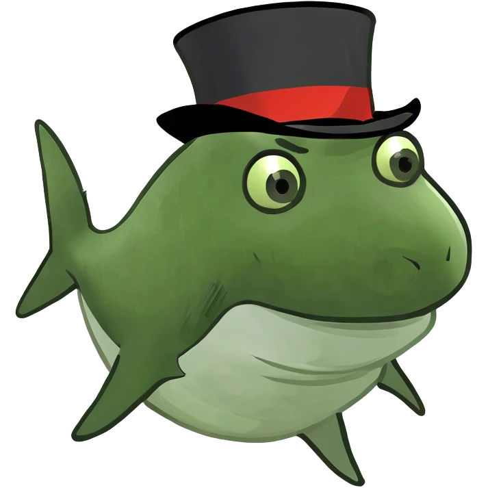 Shark with a top hat emoji