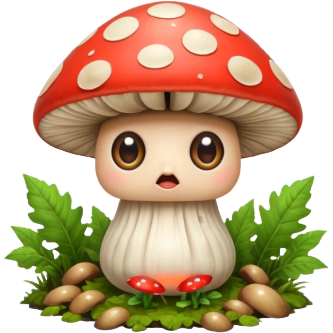 forest character shocked wide eyes mushroom dropped from hands emoji