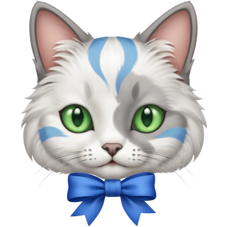 cat with blue ribbon on ear emoji