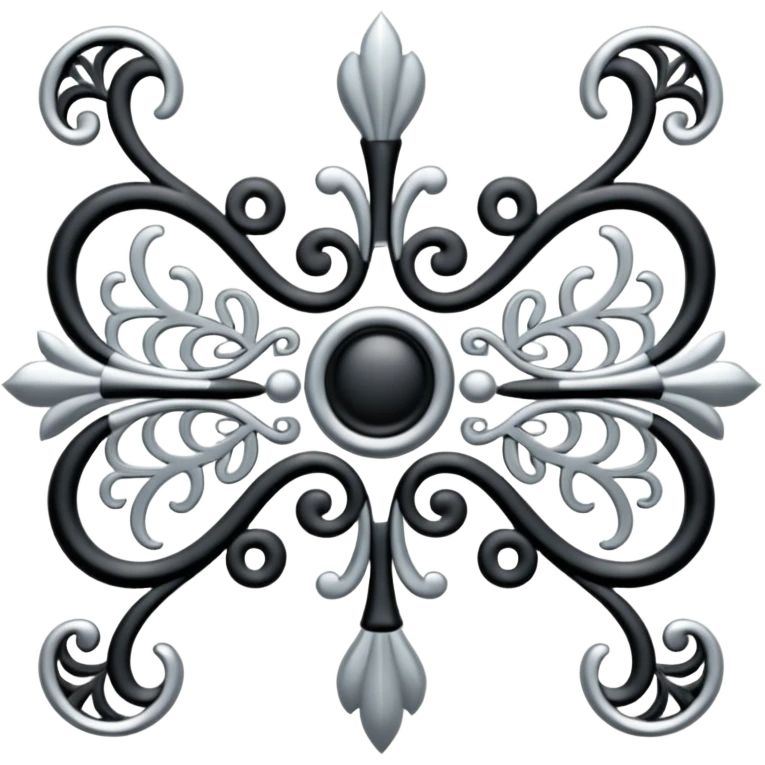 Black and silver filigree page divider, 3D, extremely detailed design emoji
