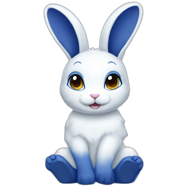 Anthro white rabbit with dark blue hair emoji