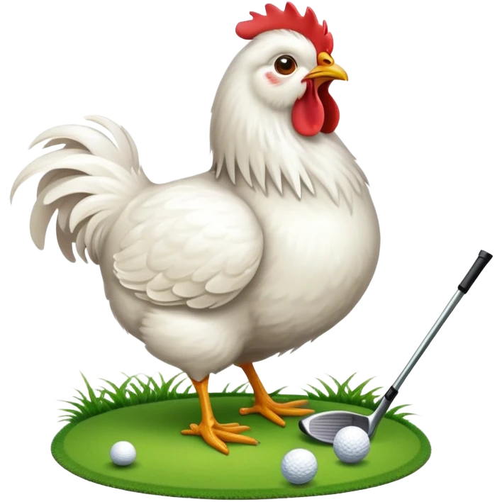 Hen playing golf emoji