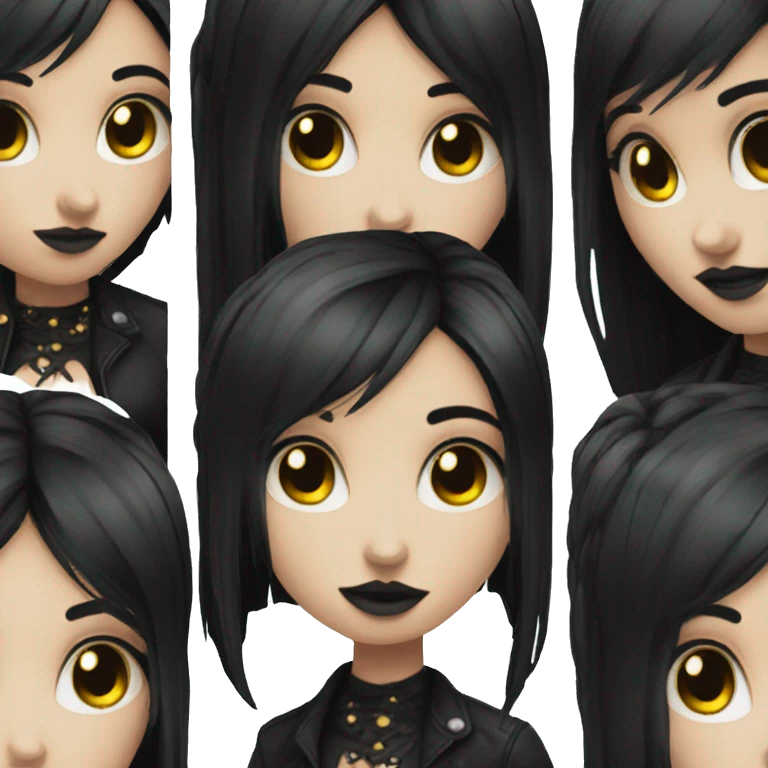 goth girl black hair with color streaks  emoji