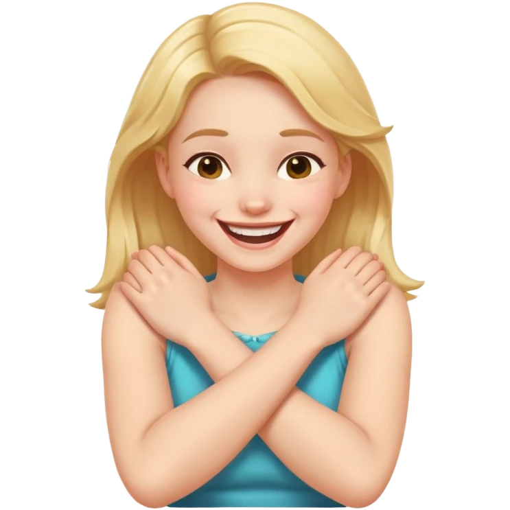 arms crossed holding neck laughing girl emoji