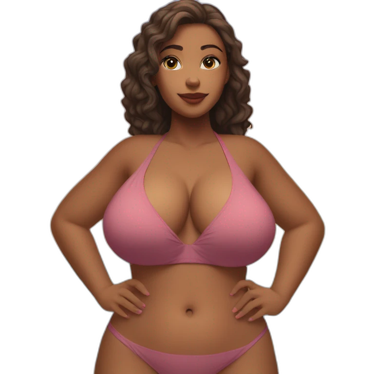 Slim-thicc Caucasian woman bikini hands on hips pose (beach body) emoji