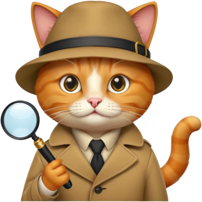 A ginger cat in a detective attire emoji