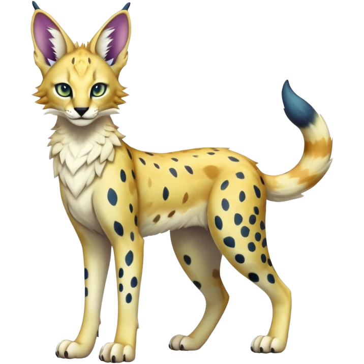 Epic Edgy Colorful ethereal eldritch Sergal-Serval-Vernid full body emoji