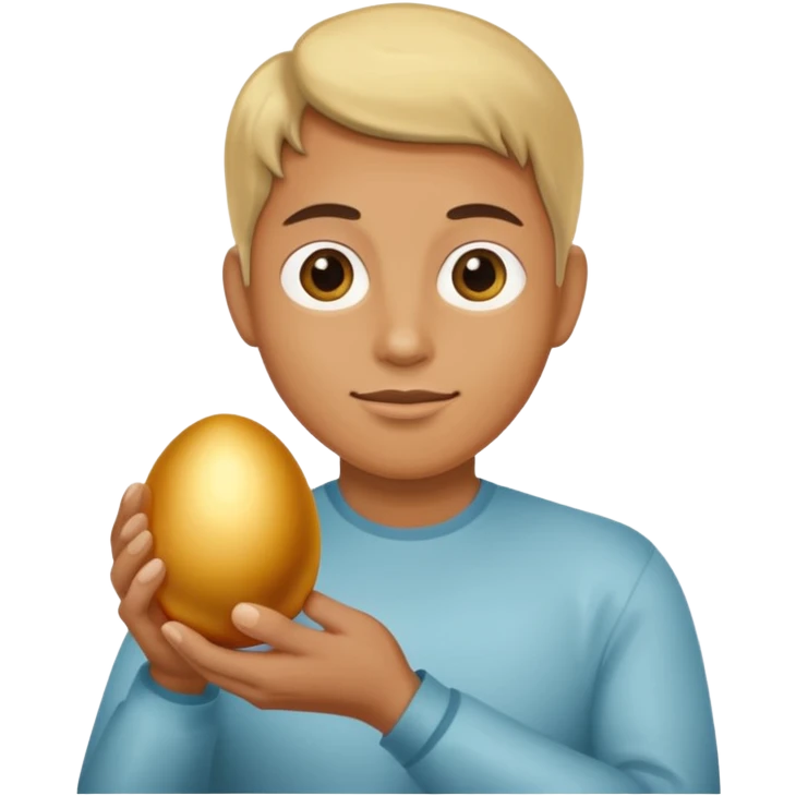 Possessively holding a golden egg emoji