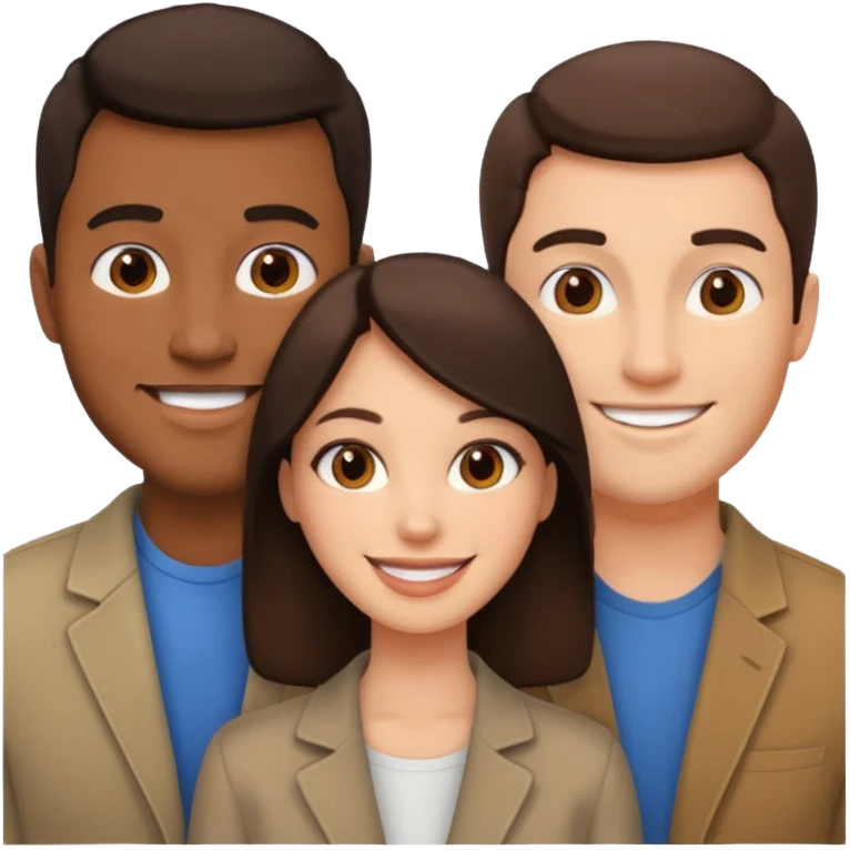 Un trouple deux hommes une femme brune qui sont tous ensemble  emoji