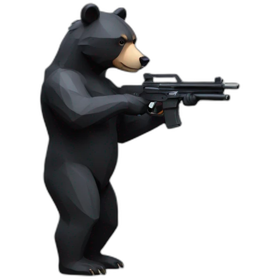 stand Lowpoly black bear with refuling gun emoji