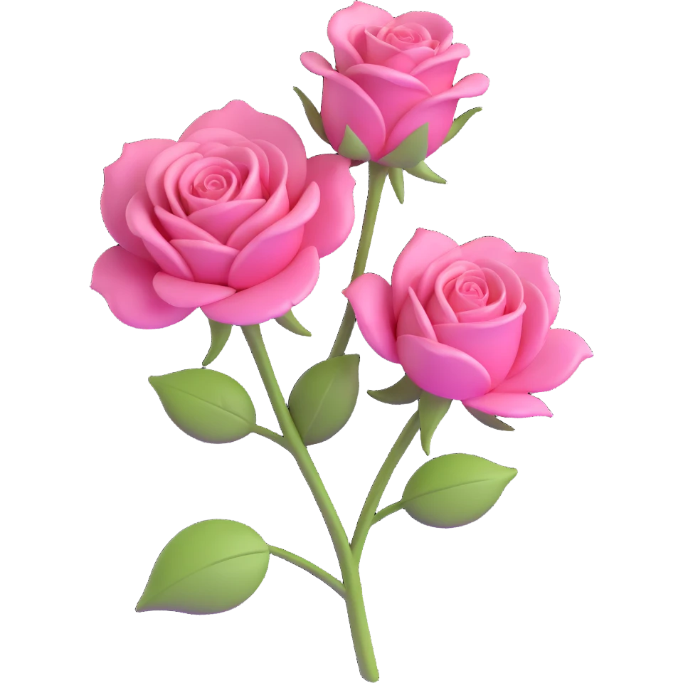 minimal 3D gothic rose with pink petal, simple and elegant emoji