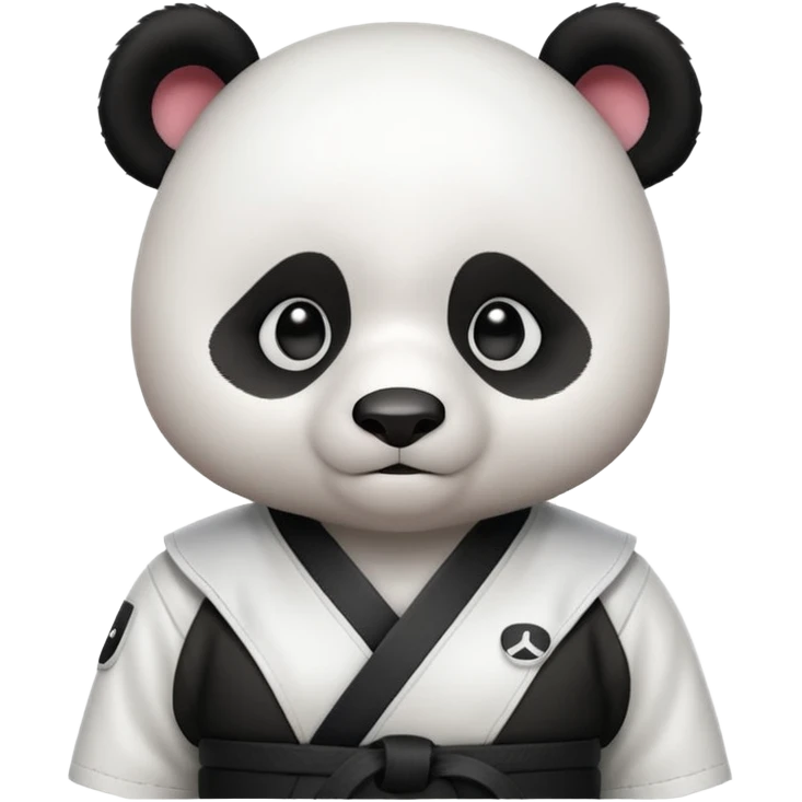 cute panda doing karate portrait, head and shoulders only, wearing white gi uniform, black belt visible, determined face, 3D cartoon, mobile game icon style, clean background, no text, no watermark
 emoji