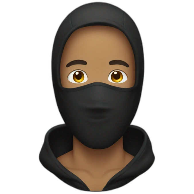 man in black hoodie with covered face emoji