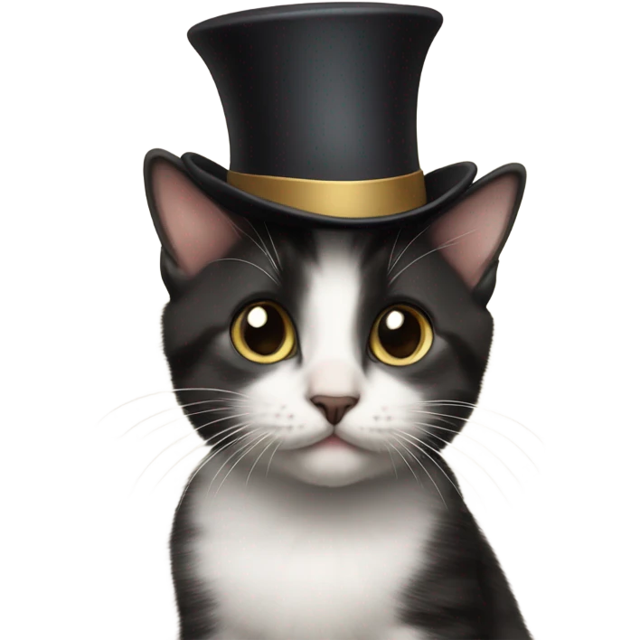Kitten wearing tiny top hat emoji