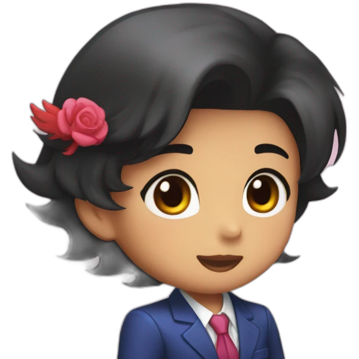 Phoenix Wright kissing short black haired Nepali girl emoji