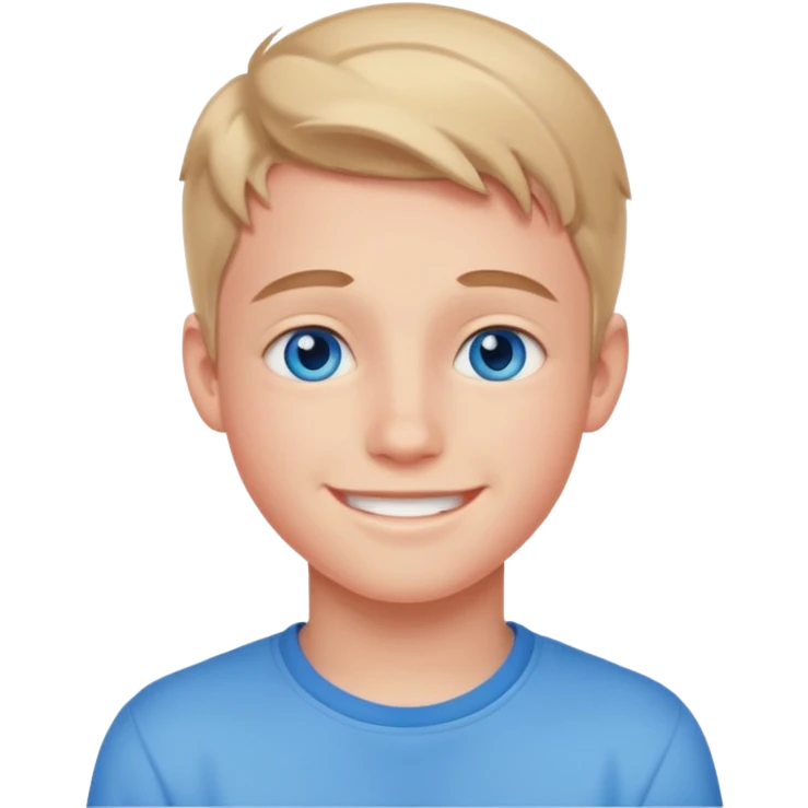 niño guapo adolescente de ojos azules sonriendo enamorado emoji