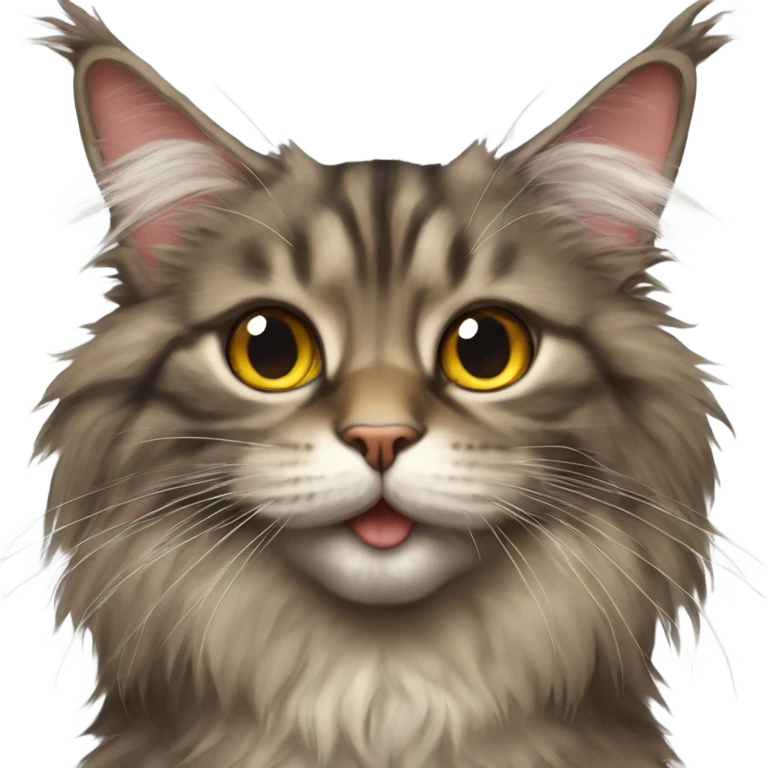 Maine Coon with a stupid face and butterfly on his mouth  emoji