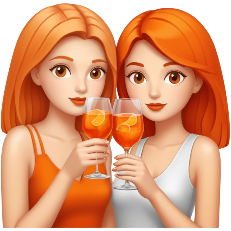 two girls drinking aperol spritz emoji