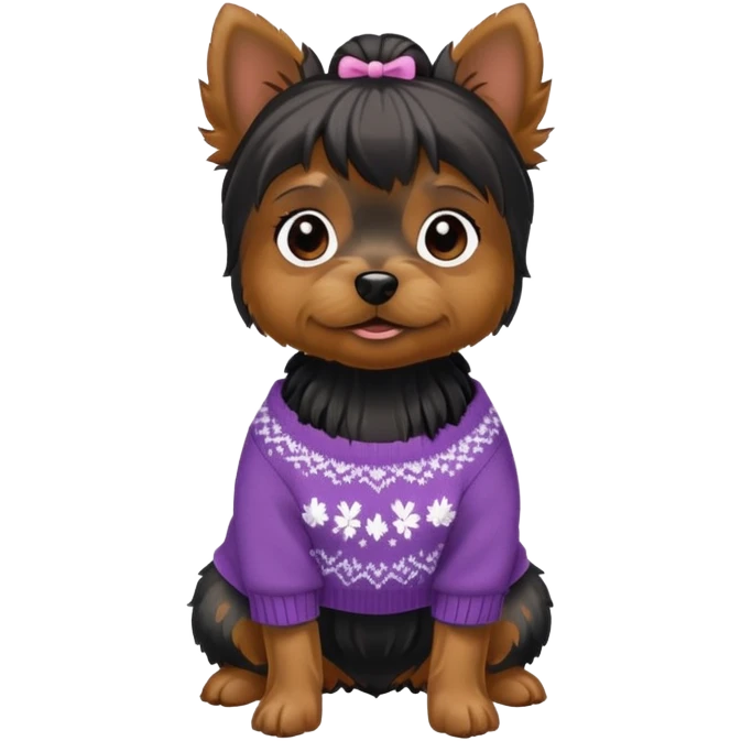 Black female yorkie wearing a sweater emoji