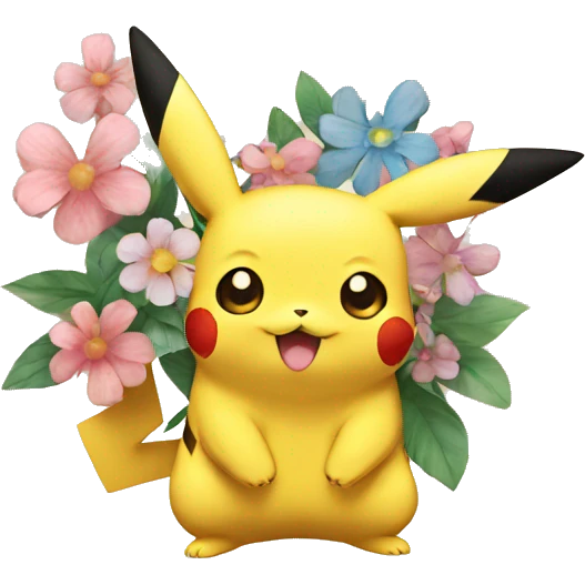 Pikachu with flowers emoji