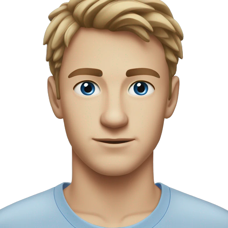 A head and shoulders shot of a 22 year old Caucasian man, with short brown hair,   with blue eyes wearing a t-shirt. emoji