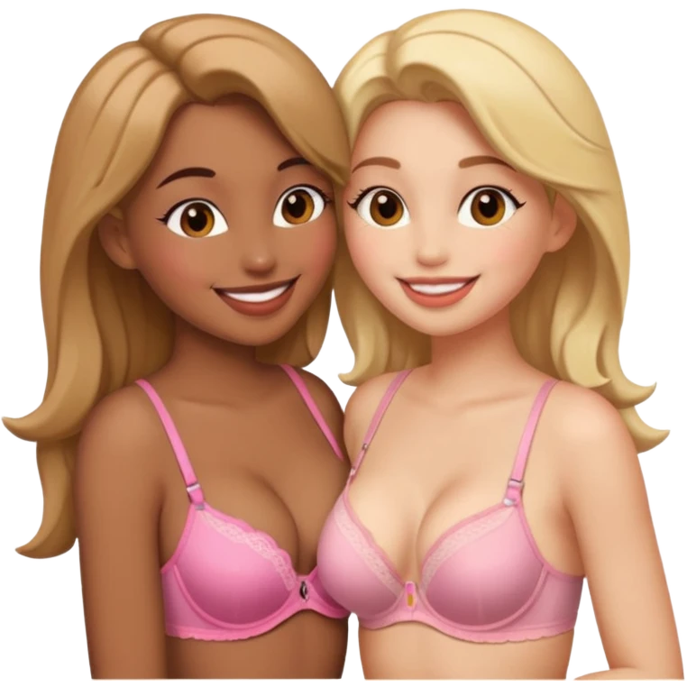 2 girls in bras kissing emoji