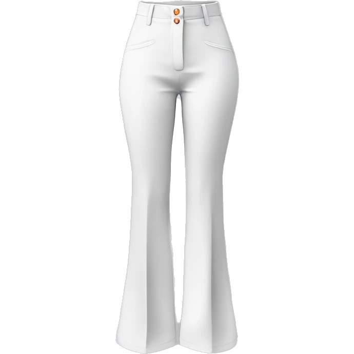 Realistic isolated white high waist button up flare leg dressy casual trouser pants. emoji