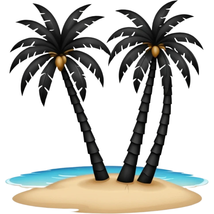 Palmera de color negro y isla negra emoji