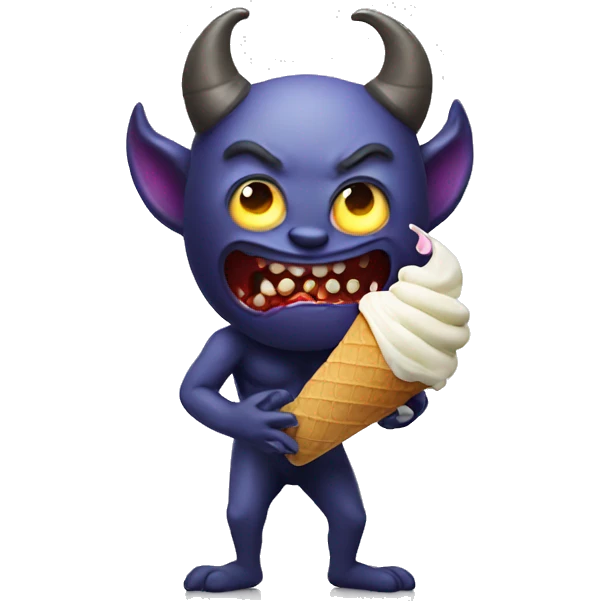 Demon eating ice cream emoji