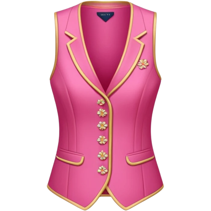 a stylish women’s vest, sleeveless, elegant and decorative design, in a bright pink color with small cute details, feminine and fancy look, no background, ONLY VEST emoji