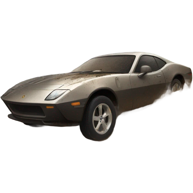 A sports car traversing mud emoji