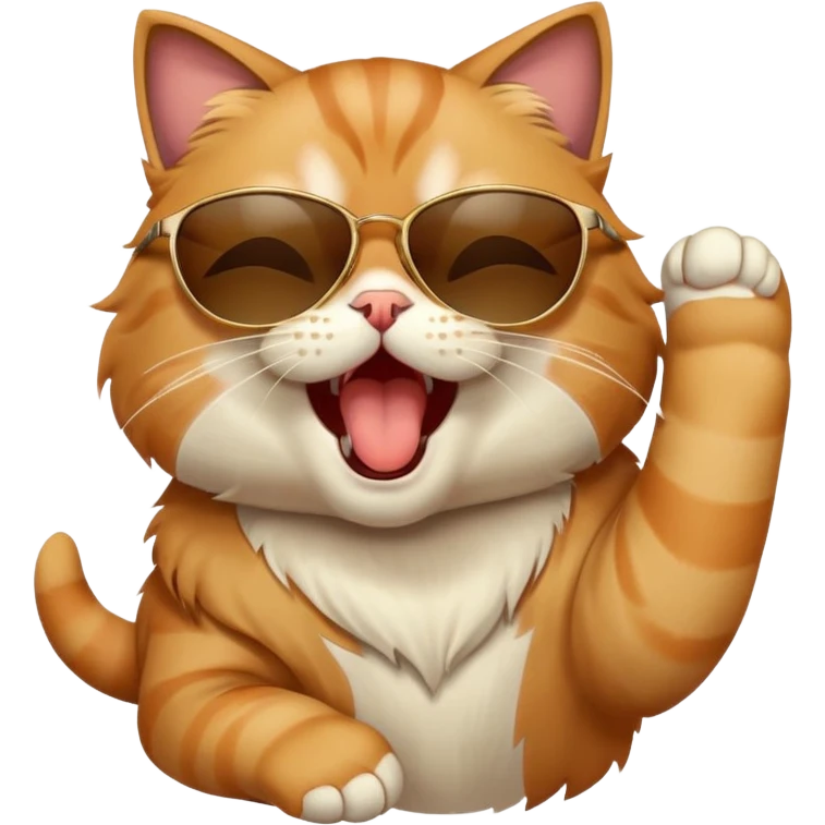 Cat yawning with sunglasses  emoji