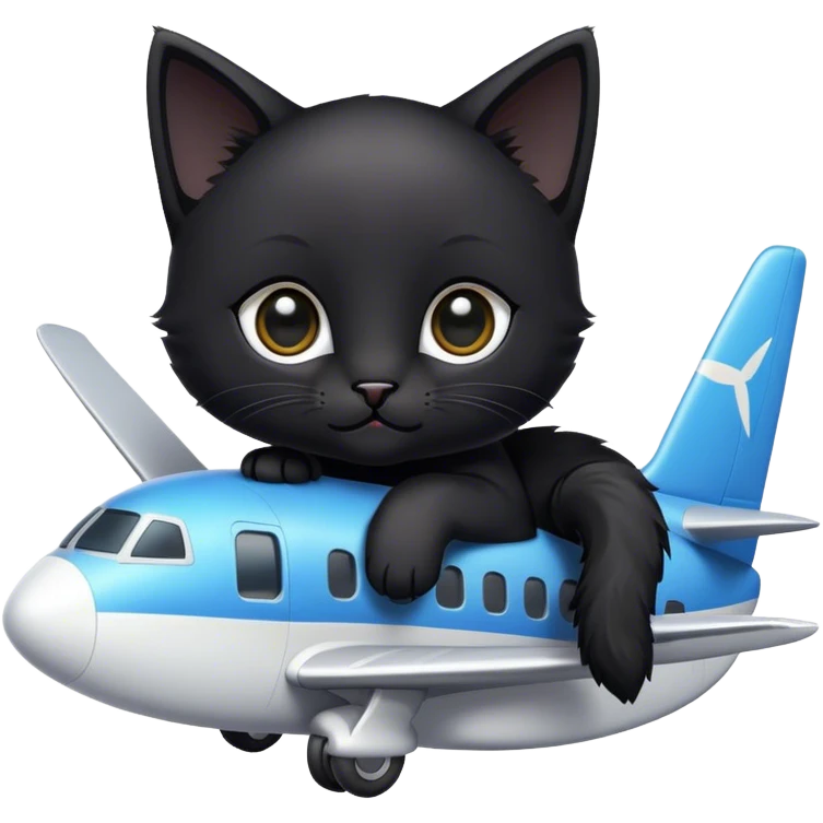 Black kitten on plane emoji
