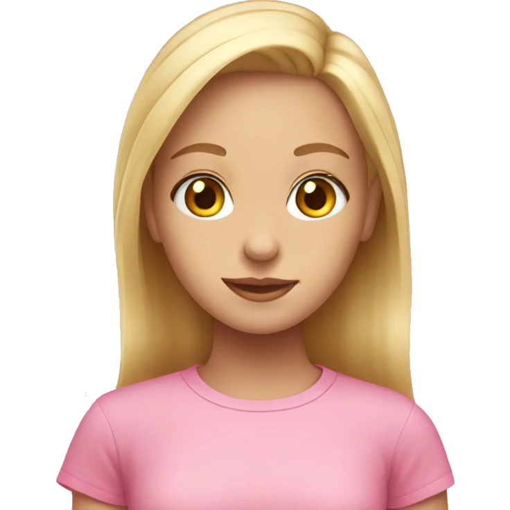 Blonde girl with hazel eyes in a pink shirt emoji