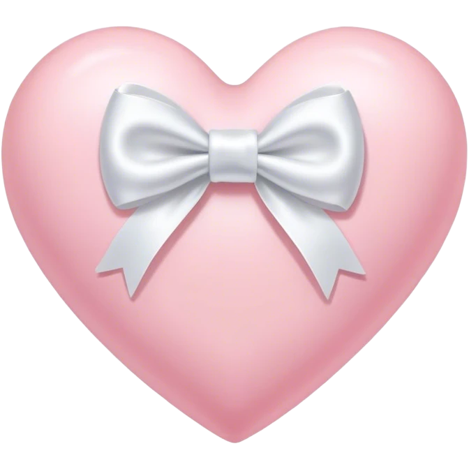 baby pink heart with mini white satin bow emoji